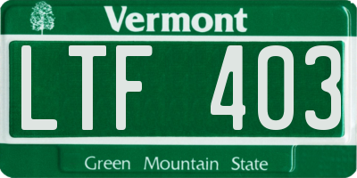 VT license plate LTF403