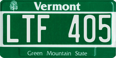 VT license plate LTF405