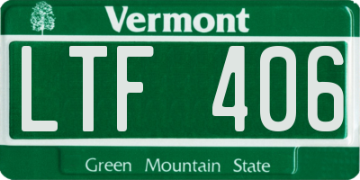 VT license plate LTF406