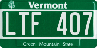 VT license plate LTF407