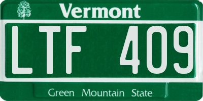 VT license plate LTF409