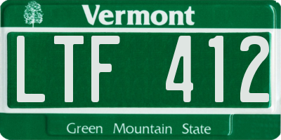 VT license plate LTF412