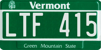 VT license plate LTF415