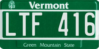 VT license plate LTF416