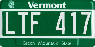 VT license plate LTF417