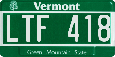 VT license plate LTF418