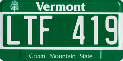 VT license plate LTF419