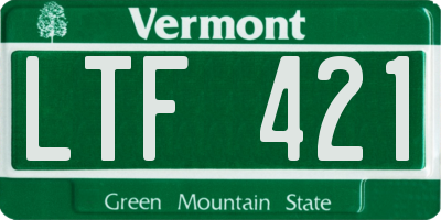 VT license plate LTF421