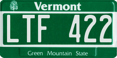 VT license plate LTF422