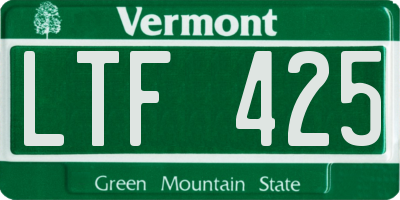 VT license plate LTF425