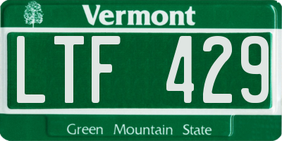 VT license plate LTF429