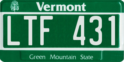VT license plate LTF431