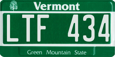 VT license plate LTF434