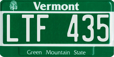 VT license plate LTF435