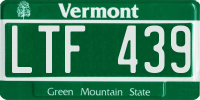 VT license plate LTF439