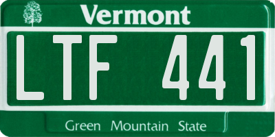 VT license plate LTF441