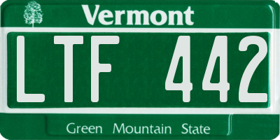 VT license plate LTF442
