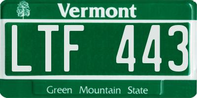 VT license plate LTF443
