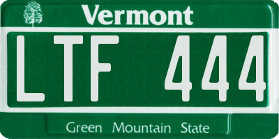 VT license plate LTF444