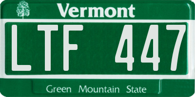 VT license plate LTF447