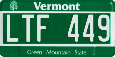 VT license plate LTF449