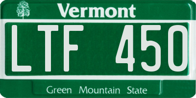 VT license plate LTF450