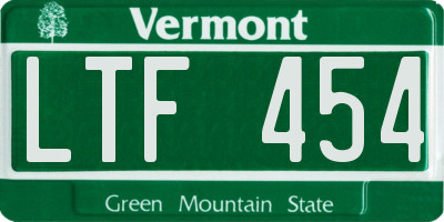 VT license plate LTF454