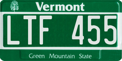 VT license plate LTF455