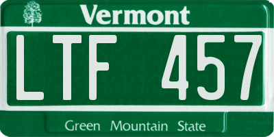 VT license plate LTF457