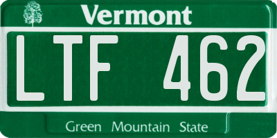 VT license plate LTF462