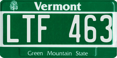 VT license plate LTF463