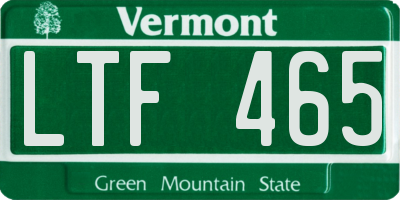VT license plate LTF465