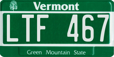 VT license plate LTF467