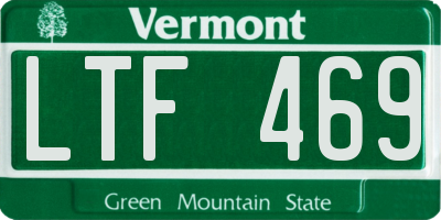 VT license plate LTF469
