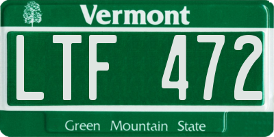 VT license plate LTF472