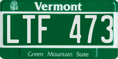 VT license plate LTF473