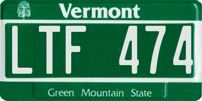 VT license plate LTF474