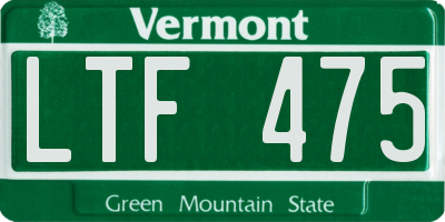 VT license plate LTF475