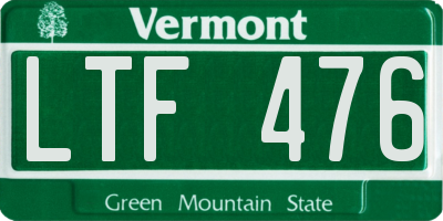 VT license plate LTF476