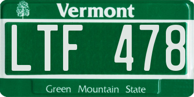 VT license plate LTF478