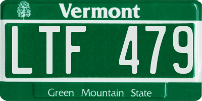 VT license plate LTF479