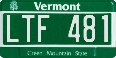 VT license plate LTF481
