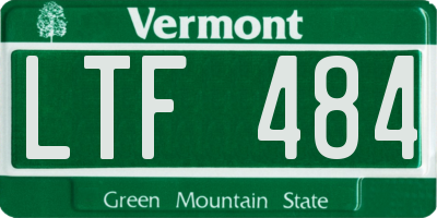 VT license plate LTF484