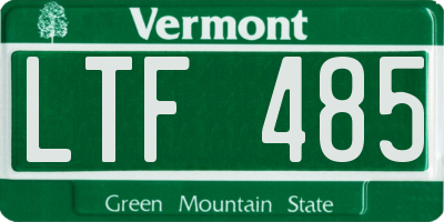 VT license plate LTF485
