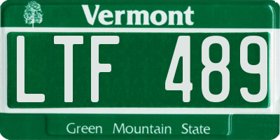 VT license plate LTF489