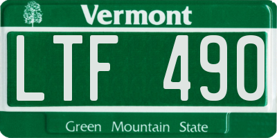 VT license plate LTF490