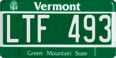 VT license plate LTF493