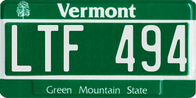VT license plate LTF494
