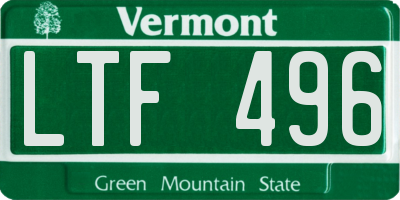 VT license plate LTF496