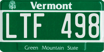 VT license plate LTF498